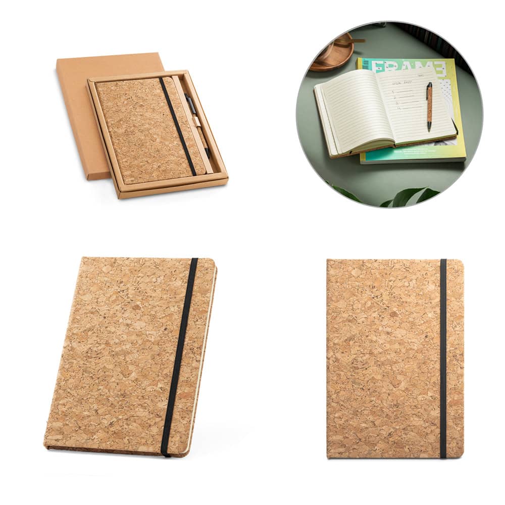 FREUD II. Conjunto de caderno e caneta em cortiça
