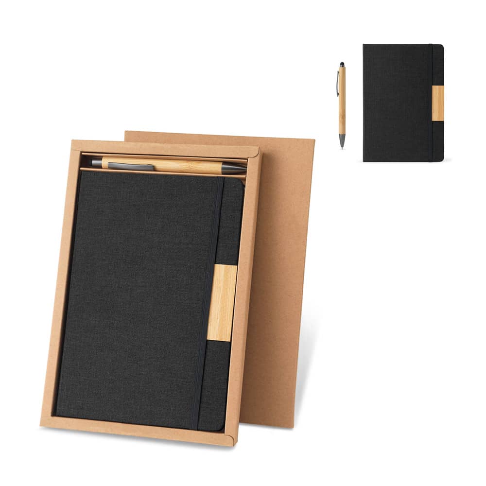 HOMERO. Conjunto de caderno e caneta em bambu