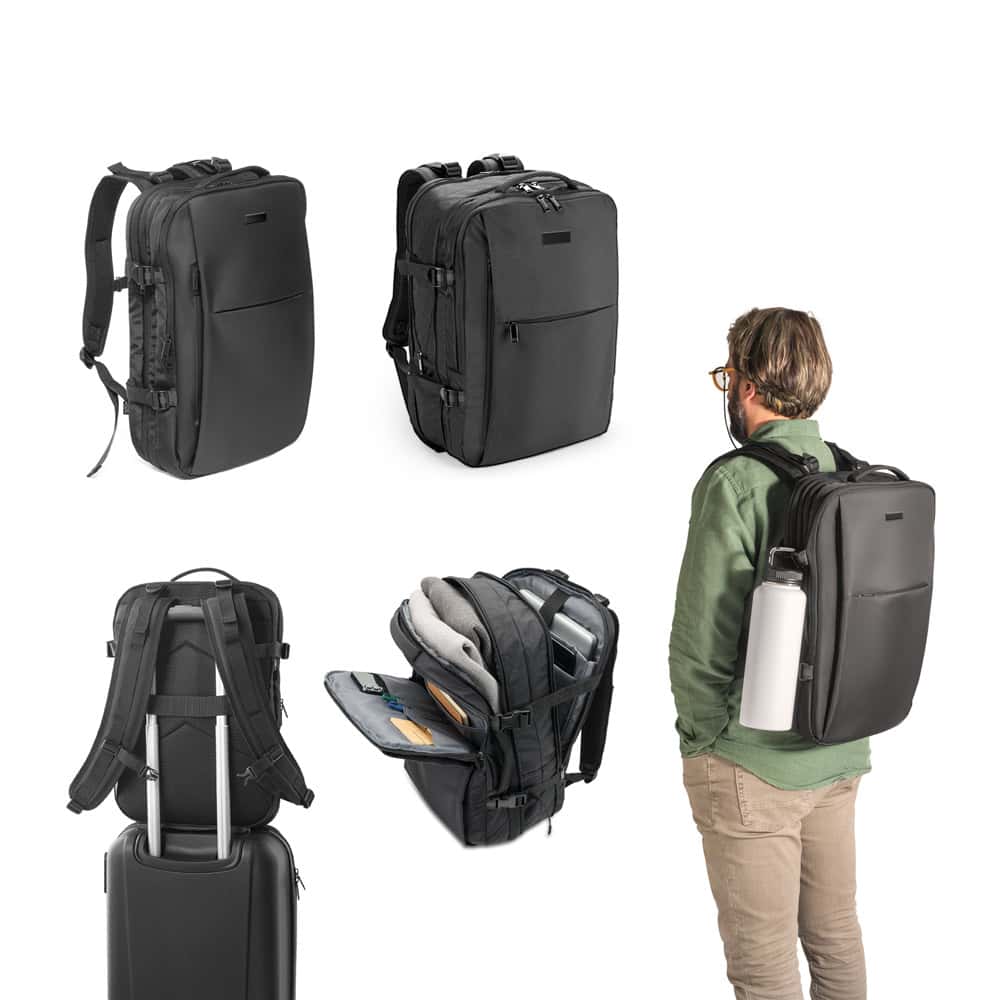 DALLAS PLATE. Mochila de viagem para notebook (17'3) em poliéster reciclado 600D de alta densidade, com compartimento para arrumação (29 L)