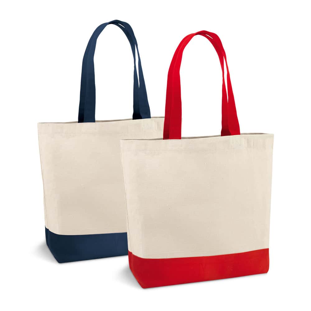 EDMONTON. Sacola 100% algodão canvas (280 g/m²) com bolso interior e alças e fundo coloridos