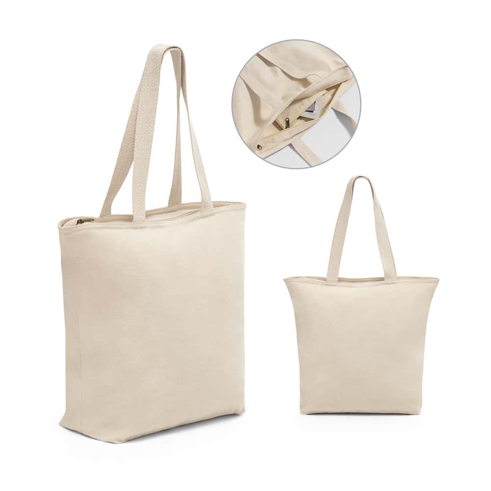 HACKNEY. Sacola 100% algodão (280 g/m²) com fecho e bolso interior