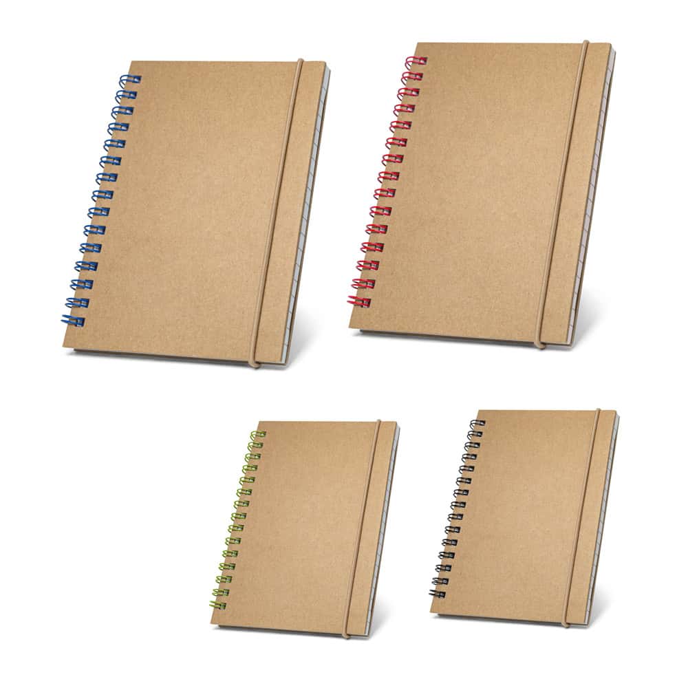 MARLOWE. Caderno de bolso espiral de capa dura em cartão, com páginas pautadas recicladas